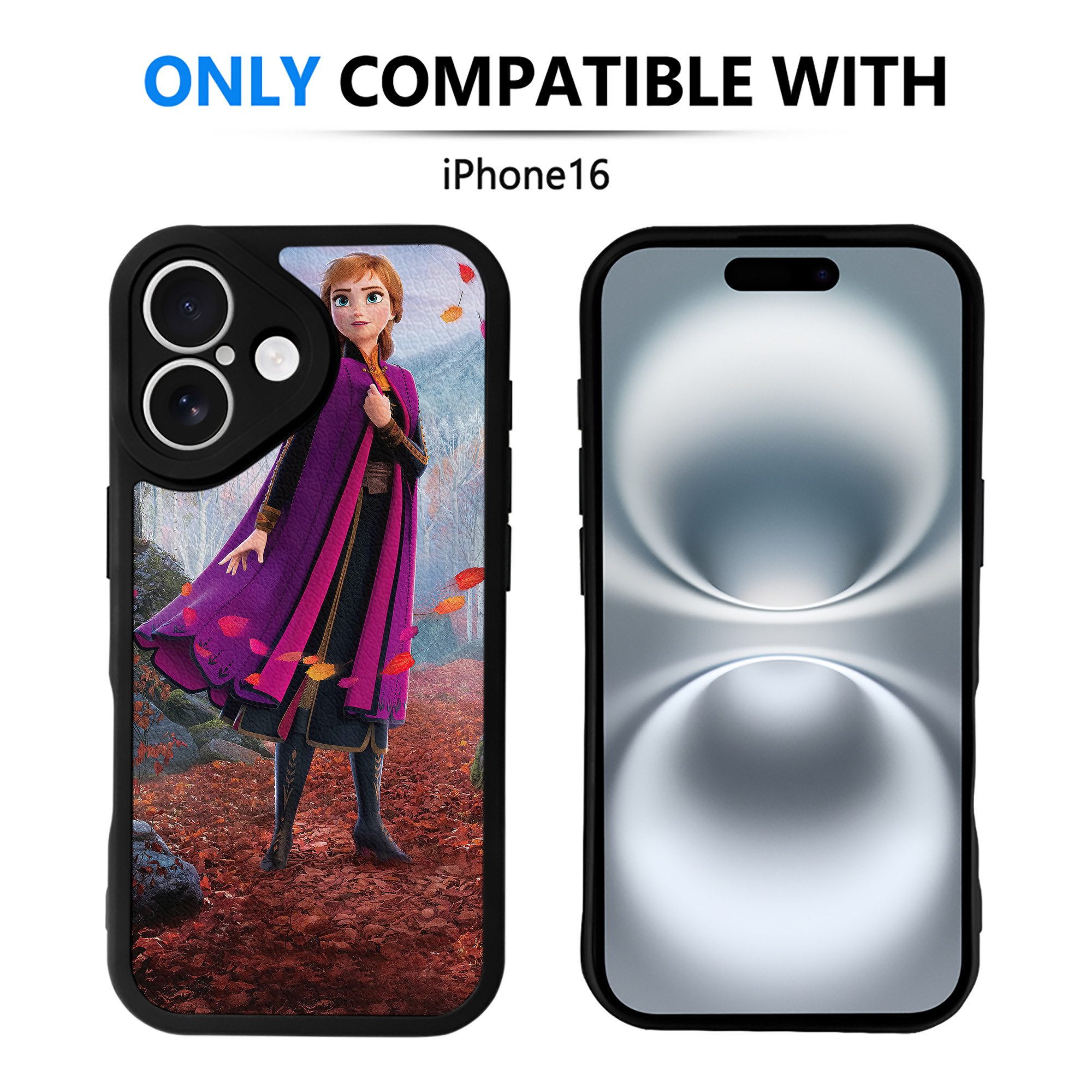 （画像用） アナと雪の女王 アンナ エルサ Frozen Anna Elsa 【iPhone 16シリーズ対応】シリコンスマホケース（レザー調） 材質：シリコン